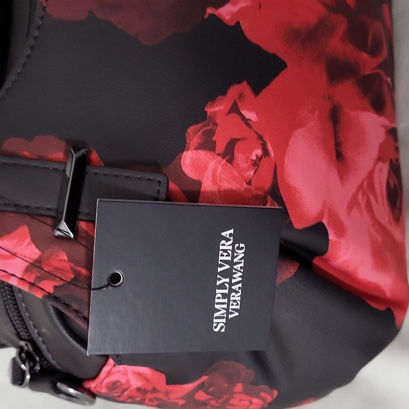 Simply Vera Wang Black and Red Floral Women's Bag - Picture 5 of 8